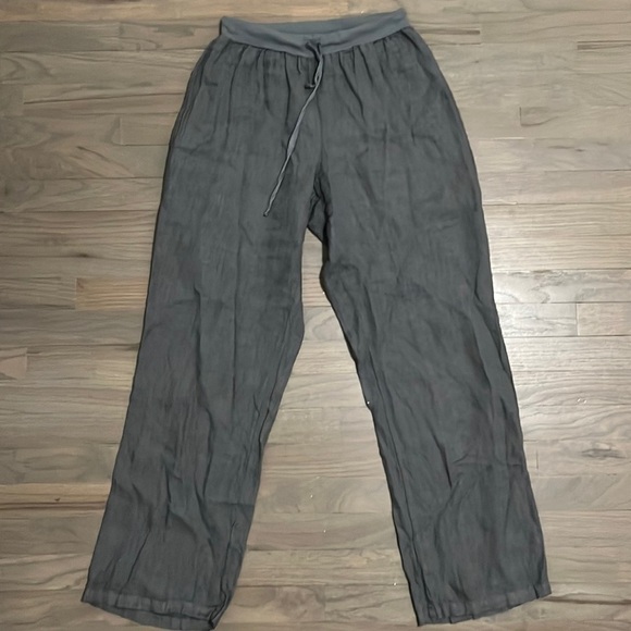 Flax Pants - FLAX Linen Pants. Gray drawstring waist. Size P. Inseam about 30”.